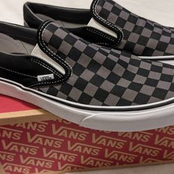 Vans Classic Slip-Ons, Checkered, Size 9.0 Men