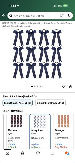 12 Pack Navy Blue Hair Bow