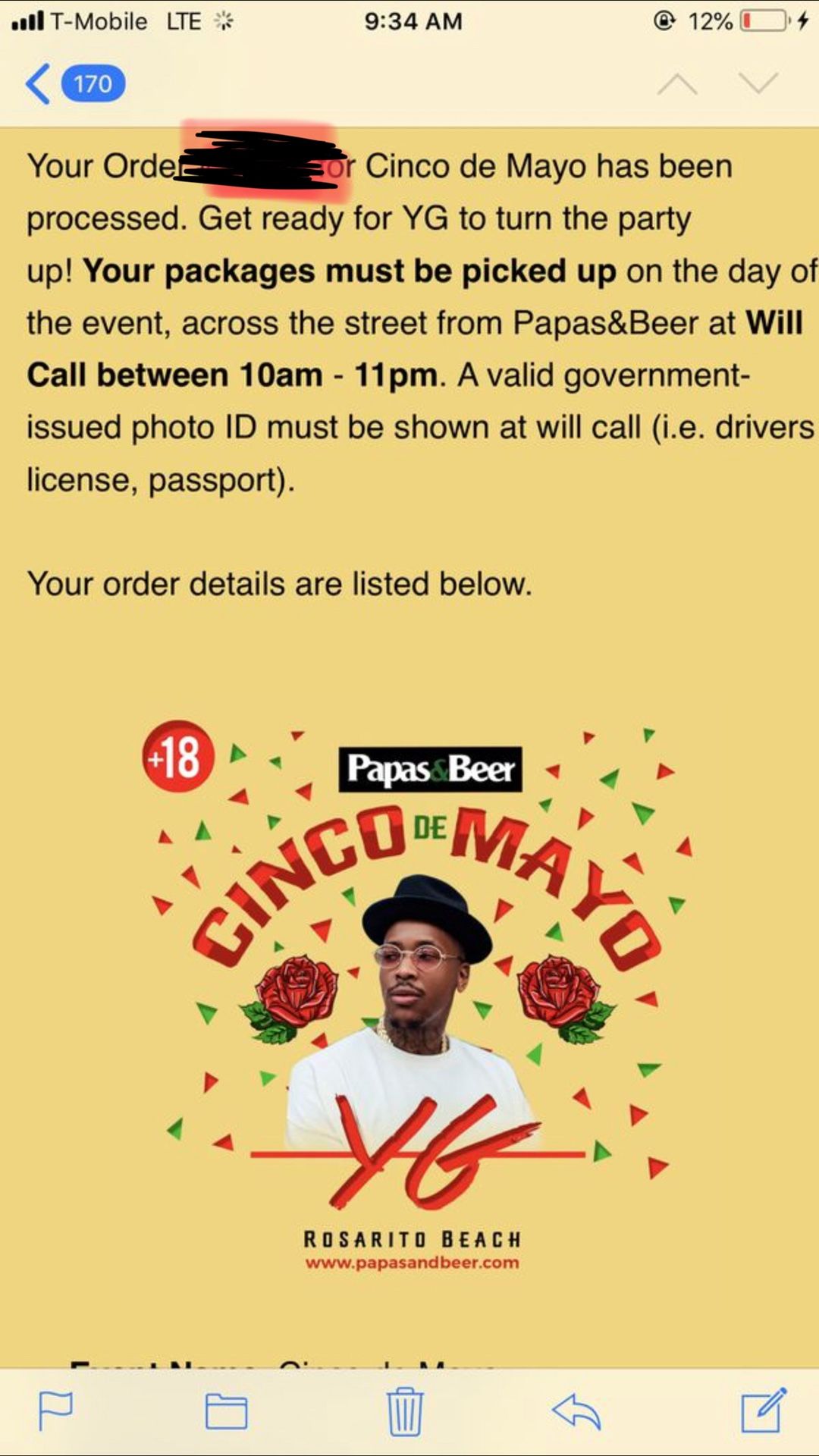 YG CINCO DE MAYO TICKET (PAPAS AND BEER)