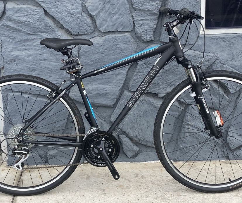 New Schwinn Mens Aluminum 24 Speed Commuter Hybrid Bicycle Bike