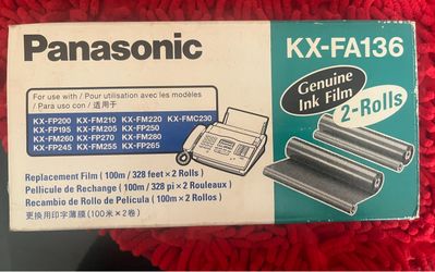 Panasonic KX-FA136 Genuine Ink Film 2-Rolls  Genuine Panasonic KX-FA136 replacement ink film is for use with various KX-FP, KX-FM, and KX-FMC series f