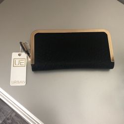 Urban Expressions Black and Gold Vegan Wallet/Wristlet