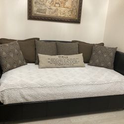 Leather Daybed With Mattress-Bedding Not Included