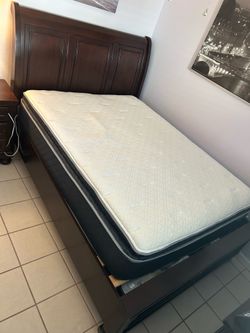 Queen bed frame and mattress