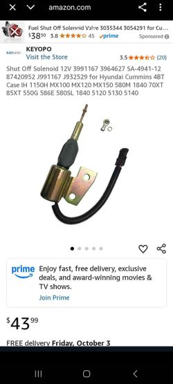 Shut Off Solenoid part. Model Key-012, 12V