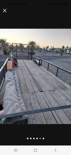 24 Ft Trailer  2 doors 
Pink in hand 
Front side is about 15ft by 90"
The back is 76"