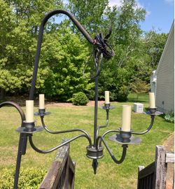 Black Wrought Iron 5-Arm Candle Chandelier