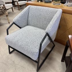 Four Hands Toby accent chair in Knoll Domino boucle upholstery with a black iron frame - Retail: $1200