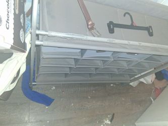 Gray Metal Shoe Rack with Fabric Cubbies
