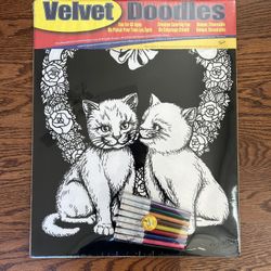 Velvet Doodle 16 X 20 Pets Two Posters 6 color, pens, VTG sealed