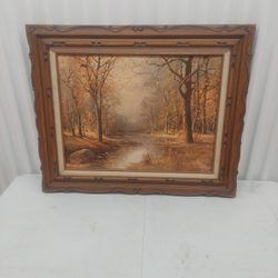 Robert Wood Vintage 1956 Impressionist Autumn Landscape Painting 