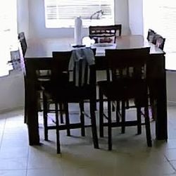 Counter Height 54" Square Table w/8 Chairs and Built in Leaf