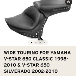 Wide Touring For Yahama Vstar 650 Mustang Motorcycle Seats Studded With Sissy Bar Pad 
