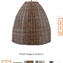 New Wicker Rattan Pendant Light 16"