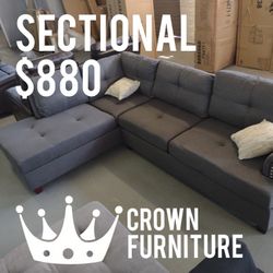 Grey Sectional W/ Accent Pillows Included.