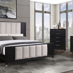 Kara Black Panel Bedroom Set