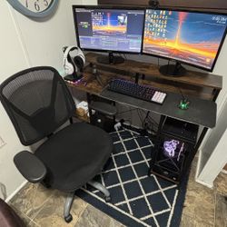 Computer Setup  Including- pc, desk, chair, 2 monitors +accesories