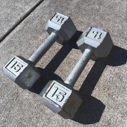 Pair of 15lbs Hexagonal Hex Dumb Bells Dumbells