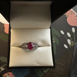 Ruby Gemstone Ring In Silver Setting. 