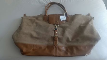 Canvas and Leather Weekender Tote Bag