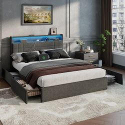 Brand new queen size bed frame with a brand new 12” mattress included - same day delivery available - Hablo espanol