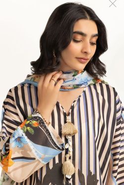 Beautiful Gul Ahmad Brand 3 Piece Summer Suit  In Large Size