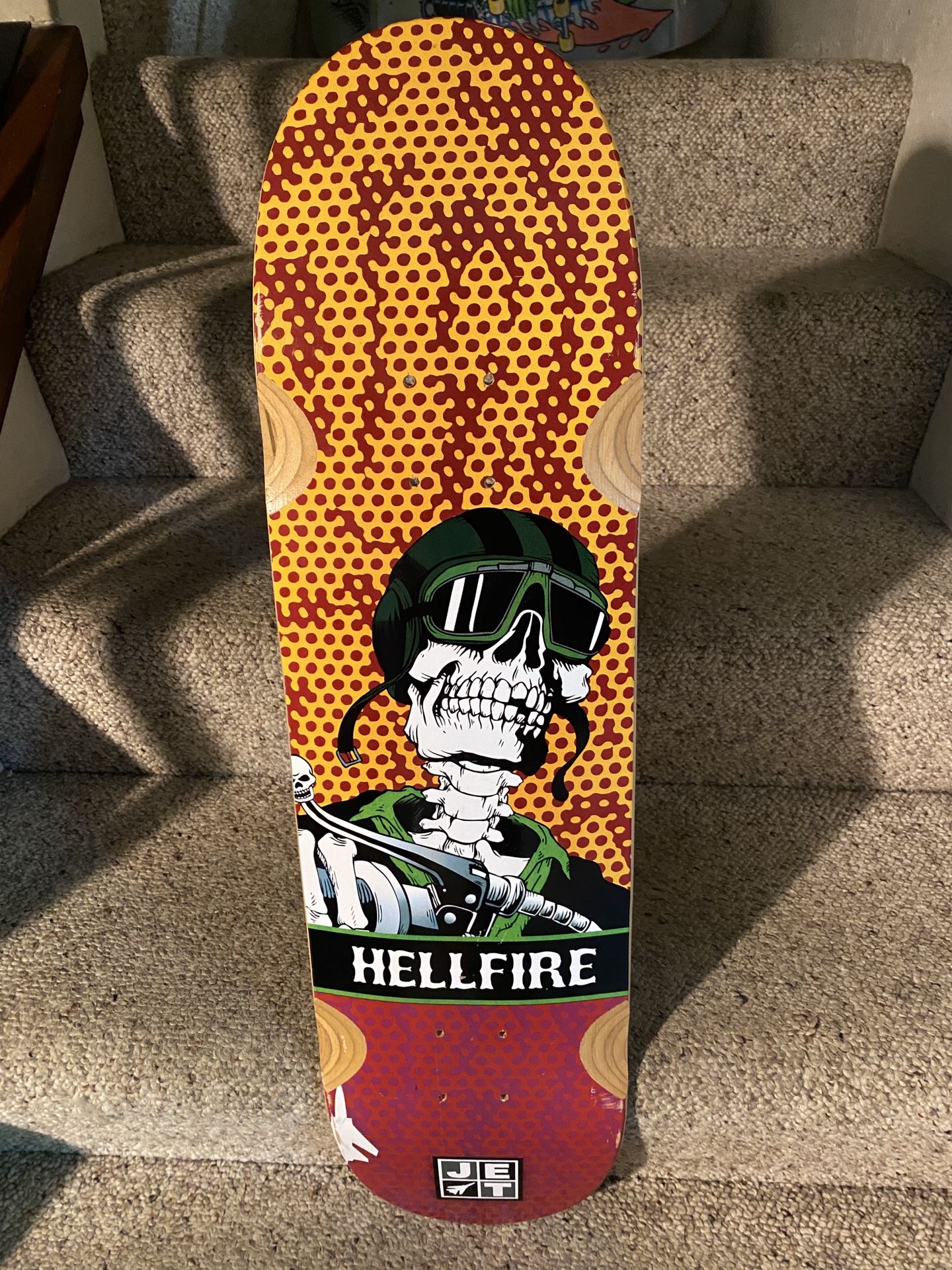 Jet HellfireSkateboard Deck Skeleton Chopper Motorcycle Driver 8”x32” New Fremont Pickup $40
