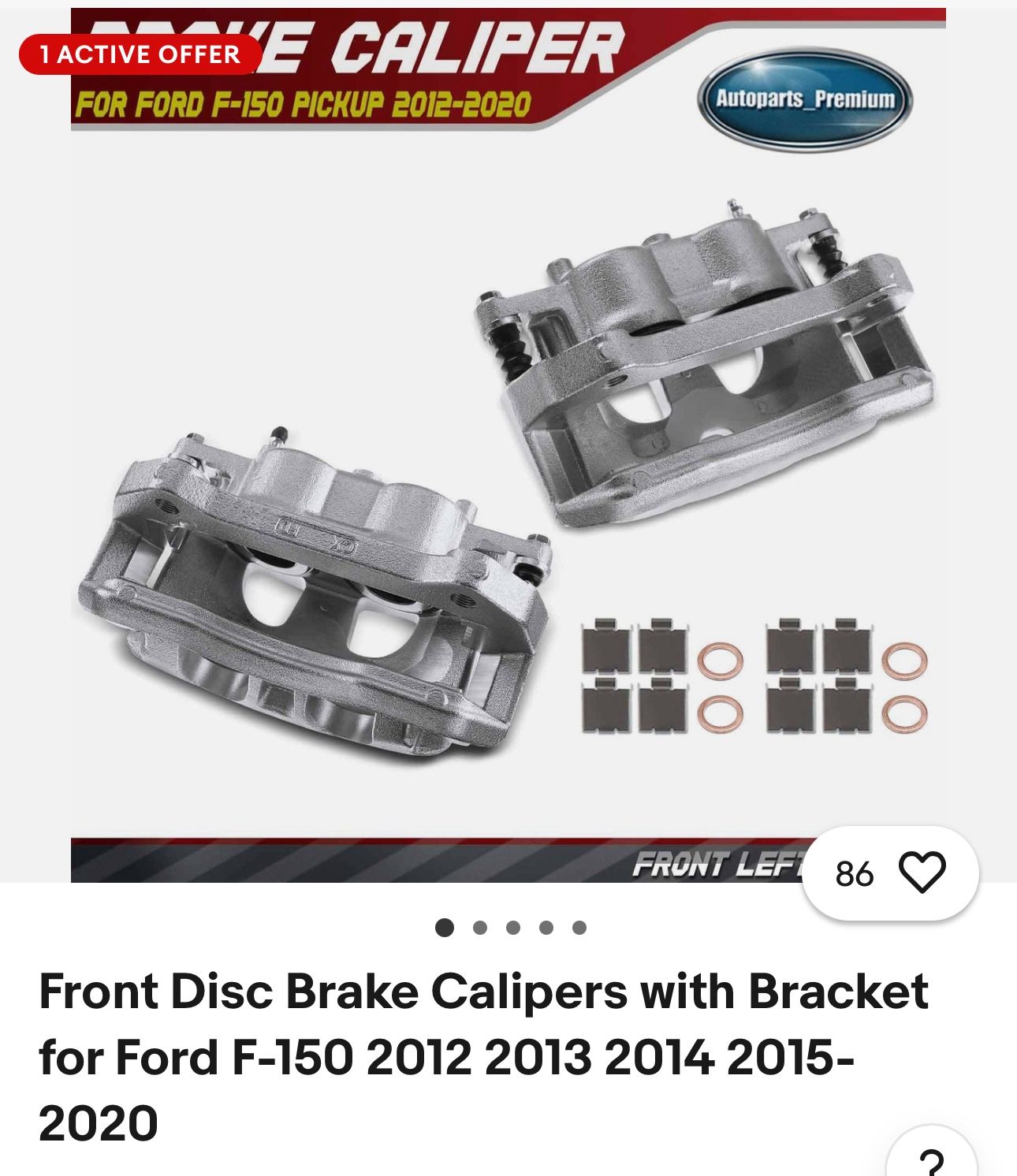 Front Disc Brake Calipers with Bracket for Ford F-150 2012 2013 2014 2015- 2020