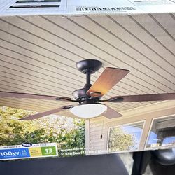 Mainstays 52" Indoor/Outdoor Oil Rubbed Bronze 5 Blade Reverse Airflow Ceiling Fan, 1 LED Bulb