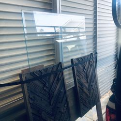 Glass Table Top. 1/2” Thick X 40” Ht. X 72” Length  Base 2 Pieces Only 1 Shown. $100 New Was Crazy Money. Very Heavy. $100