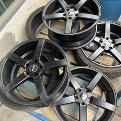 Car Rims  and 3  Tires