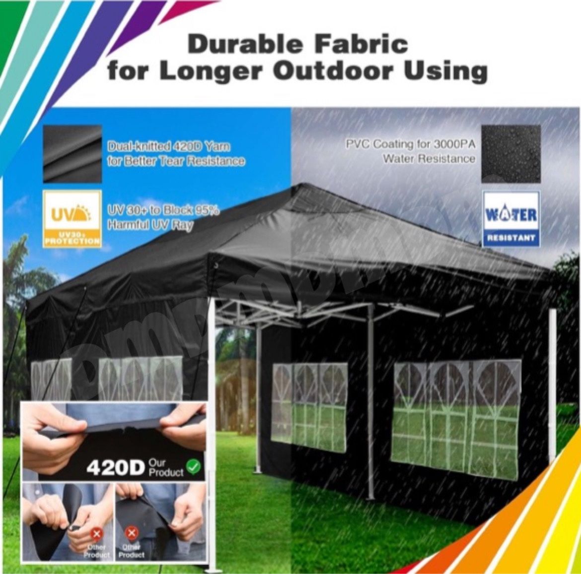 10x20 Pop Up Canopy Large Party Tent Shelter 10x20 With Sidewalls