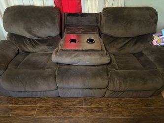 Brown Velvet Fabric Couch