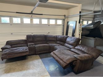 Free Delivery- Brown Sectional With Electric Recliners