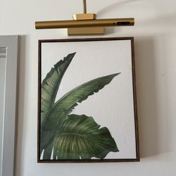 Botanical Wall Art + Gold Wall Light — $50 Each