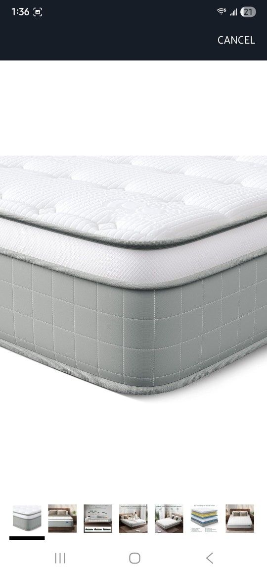 Vesgantti King Size Mattress, 10 inch Innerspring Hybrid Pocket Spring King Bed Mattress in a Box with Memory Foam & Knitted Fabric, Pressure Relief,