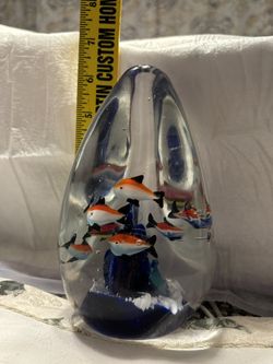 6.25” Glass Tropical Fish Aquarium Heavy Paperweight 