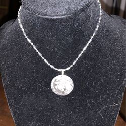 Sterling Silver Necklace With A Lady on The Moon