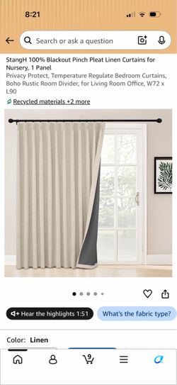 Blackout Linen Curtain 1 panel 72x90”