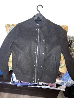 Zara Dark Gray Wool Bomber Jacket