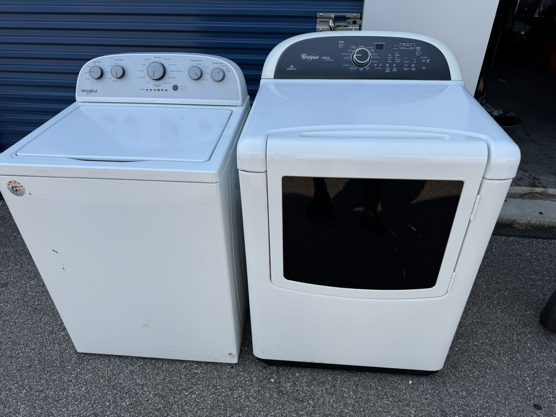Whirlpool Larger Capacity Washer, and Electric Dryer. Dryer Door Latch Needs Adjustment Washer 27” wide 25 1/2” deep 41 3/4” tall in back 36 “ tal