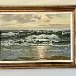 Huge “Hans Durr Original 43” X 31” Seascape Oil Painting Framed