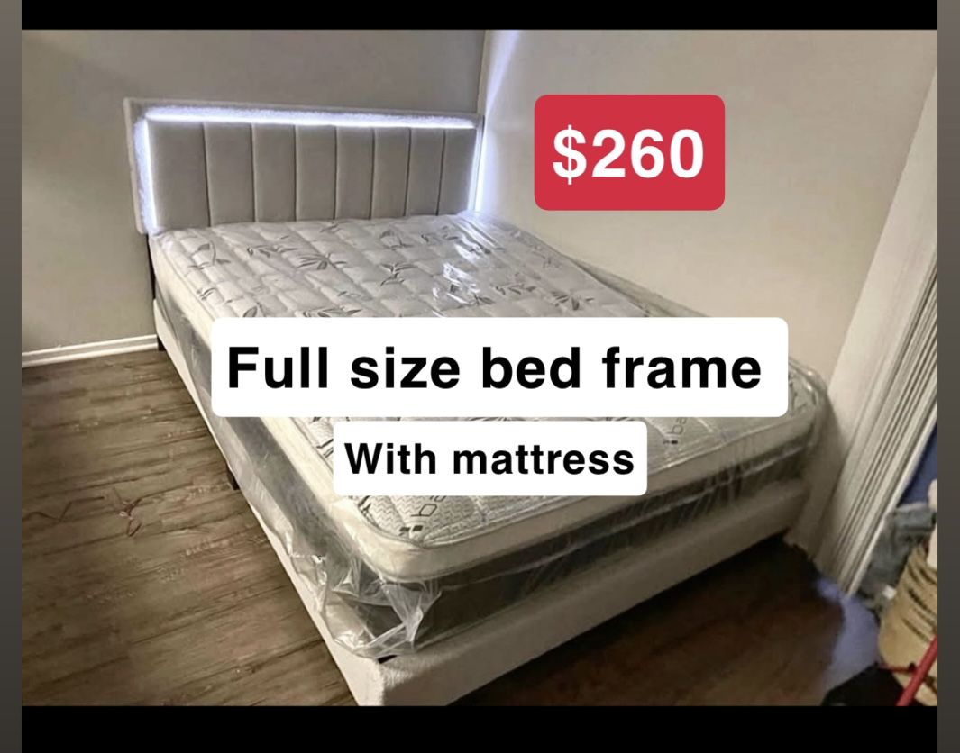 Full Bed Frame With Led Mattress Included / Read Description