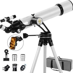 Brand New 90mm Astronomical Telescope with Tripod & Phone Adapter – Beginner Friendly