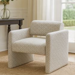 Chair Teddy Velvet，Modern Armchair with Backrest, Upholstered Single Leisure Chair for Living Room Bedroom Office (Cotton Print)