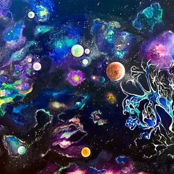 Large Acrylic Painting – Cosmic Dendrites (Original Artwork)