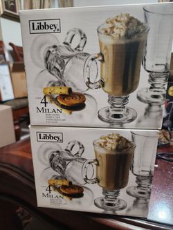 Libbey Milan Irish Coffee Glass Mugs Set -4 Pieces.
