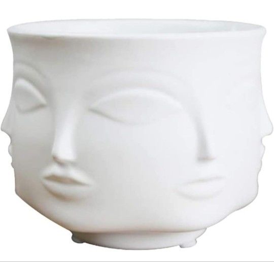 Personality White Ceramic Small Succulent Cactus Face Planter Head Face Flowers Plant Pots Vase