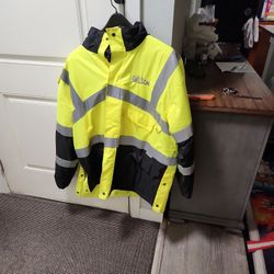 high visibility  heavy duty parka style winter coat barely worn size xl