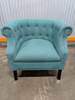 Teal Button-Tufted Accent Chair